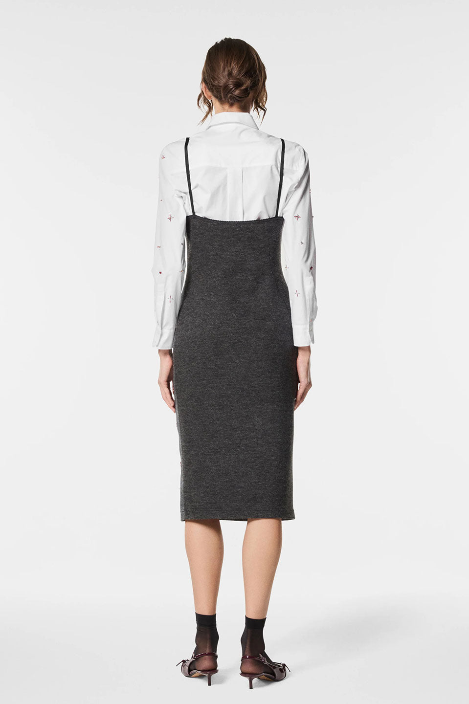 Γυναικείο φόρεμα με πέτρες γκρι Nenette