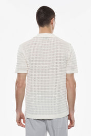 Ανδρική κοντομάνικη μπλούζα πλεκτή λευκή IMPERIAL MAN