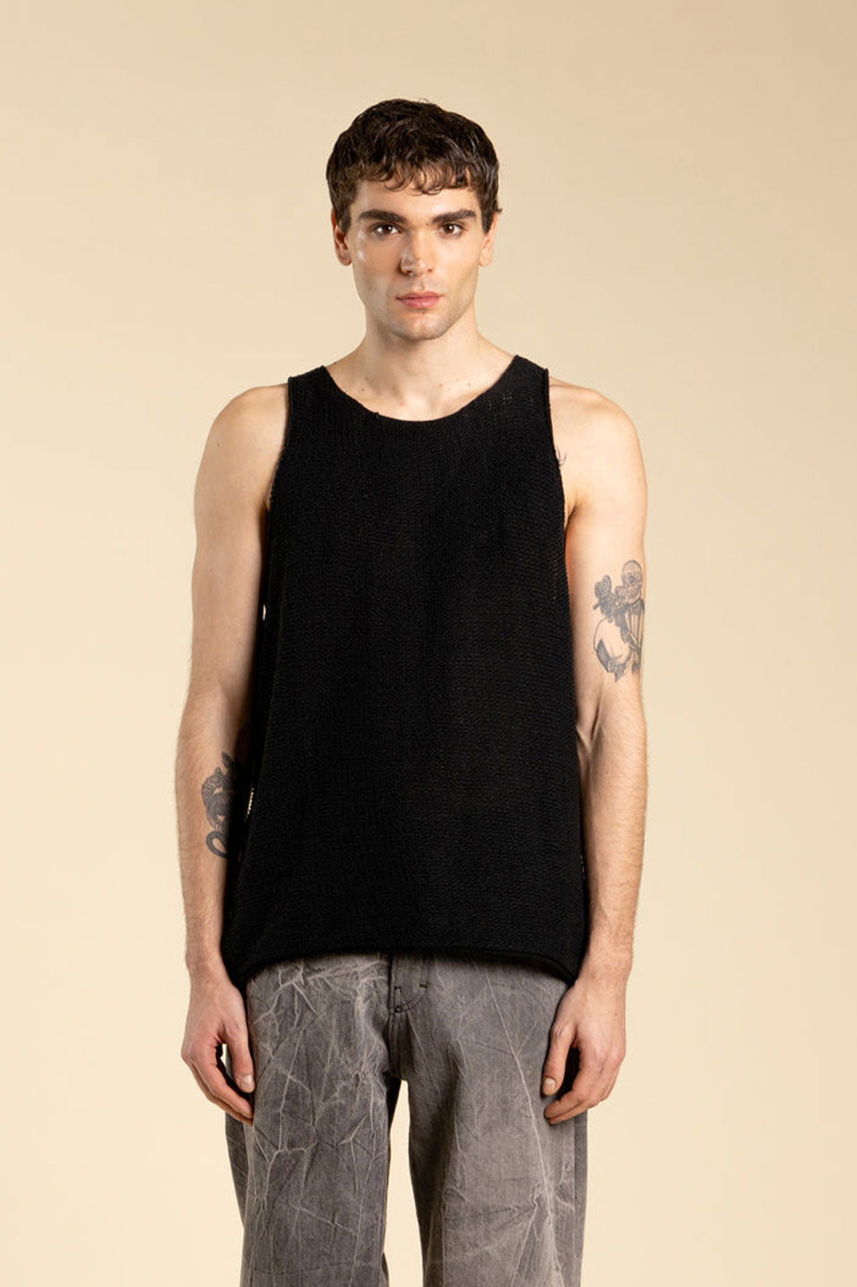 Ανδρική Αμάνικη πλεκτή μπλούζα μαύρη I'M BRIAN