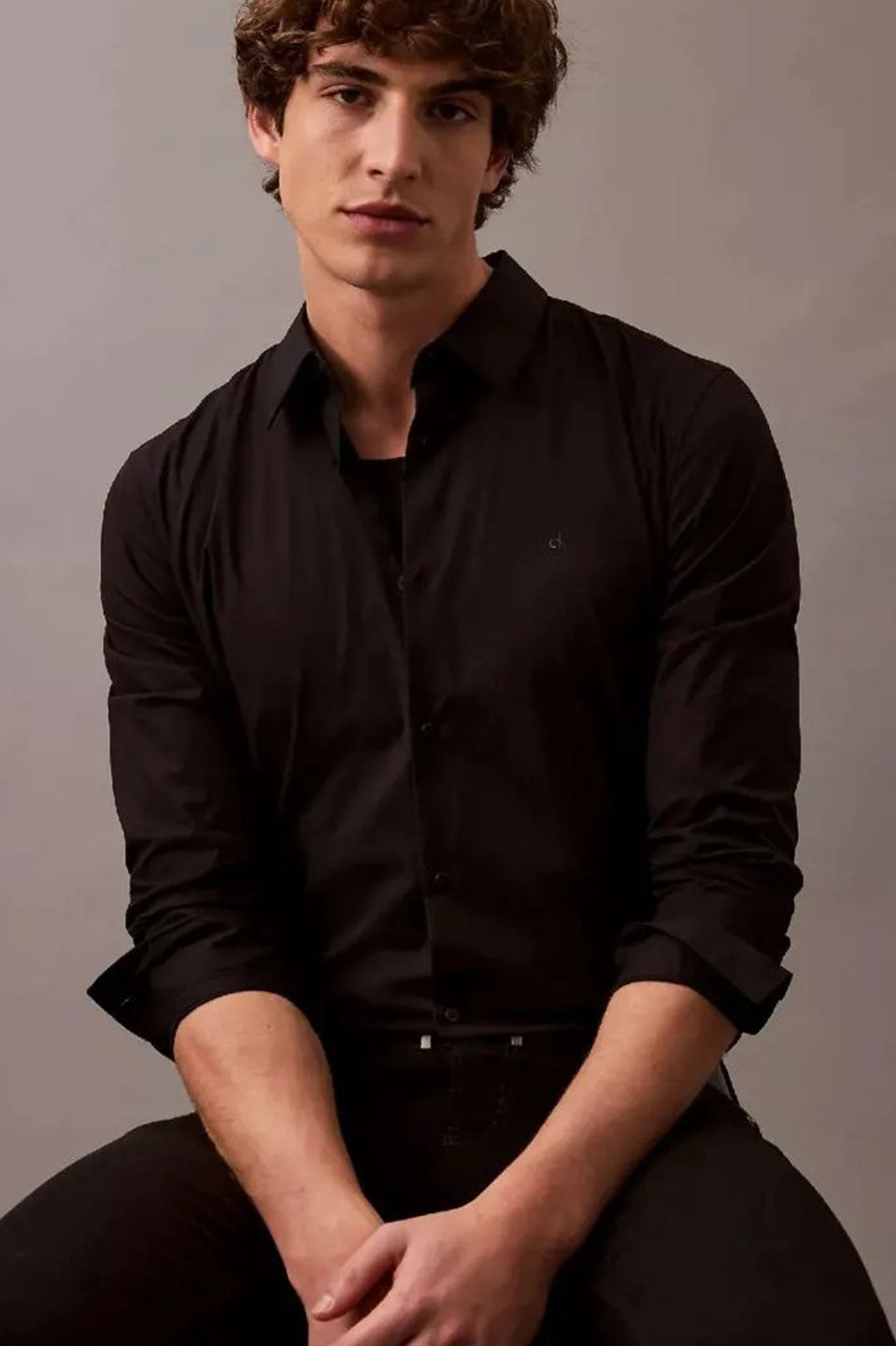 Ανδρικό πουκάμισο slim fit μαύρο LV04LB145GUB1 Calvin Klein