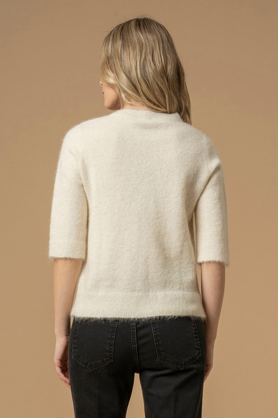 Γυναικεία μπλούζα πλεκτή με πέτρες εκρού Kocca