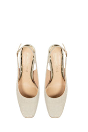 Γυναικεία παπούτσια γόβες με υφασμάτινη υφή πλατινέ Rinascimento