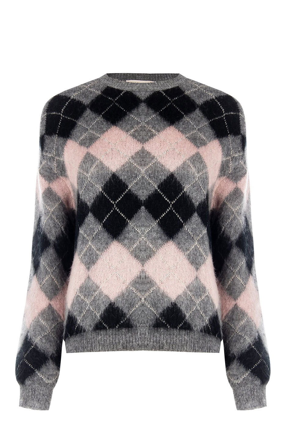 Γυναικεία μπλούζα πλεκτή ροζ-γκρι Rinascimento