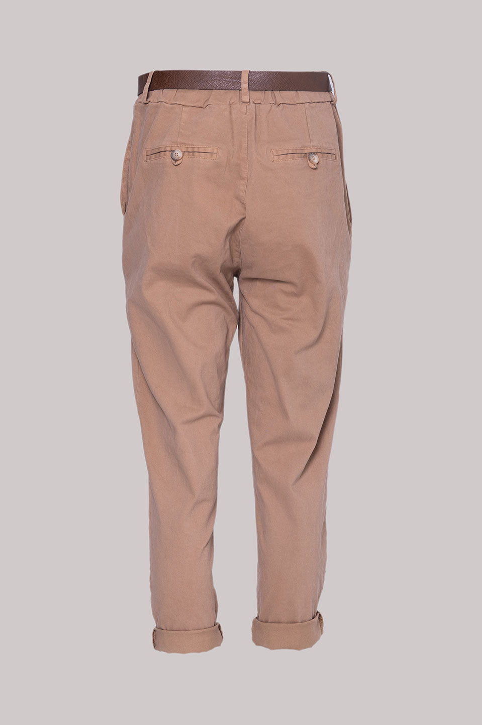 Γυναικείο παντελόνι με ζώνη σομόν Motel