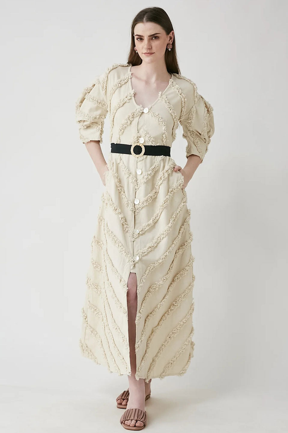 Γυναικείο φόρεμα με κουμπιά και ζώνη Be Sunset