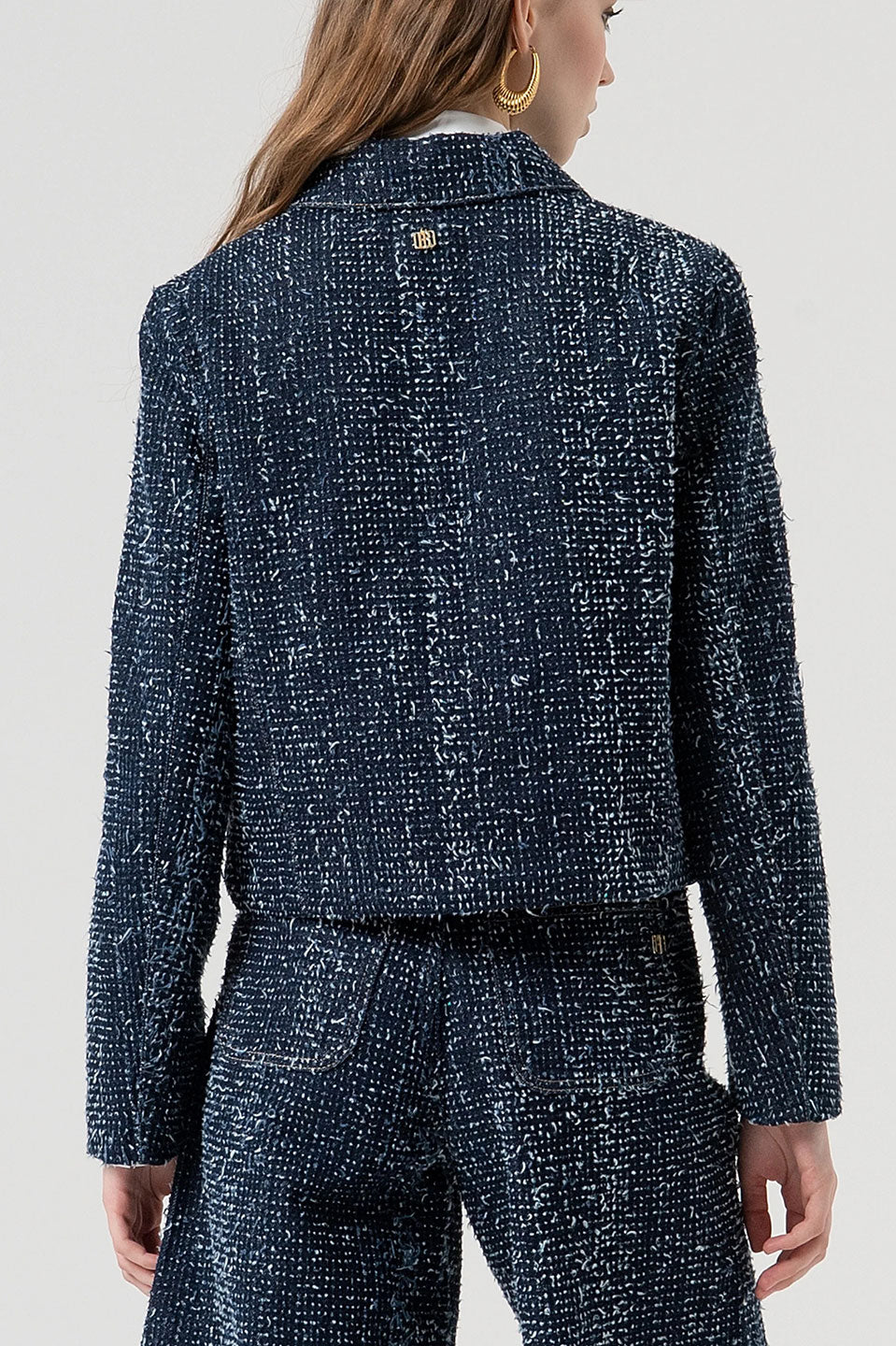 Γυναικείο σακάκι με δομή σκούρο μπλε Fracomina