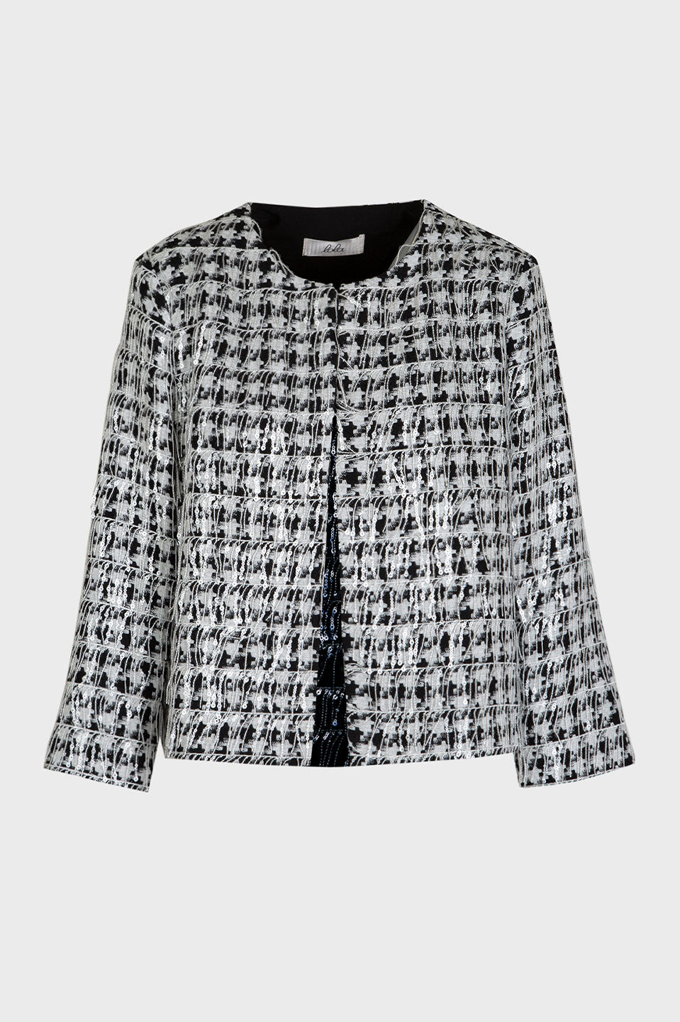 Γυναικείο Σακάκι με ύφανση και παγιέτα λευκό-μαύρο Sandro Ferrone Lola