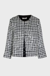 Γυναικείο Σακάκι με ύφανση και παγιέτα λευκό-μαύρο Sandro Ferrone Lola