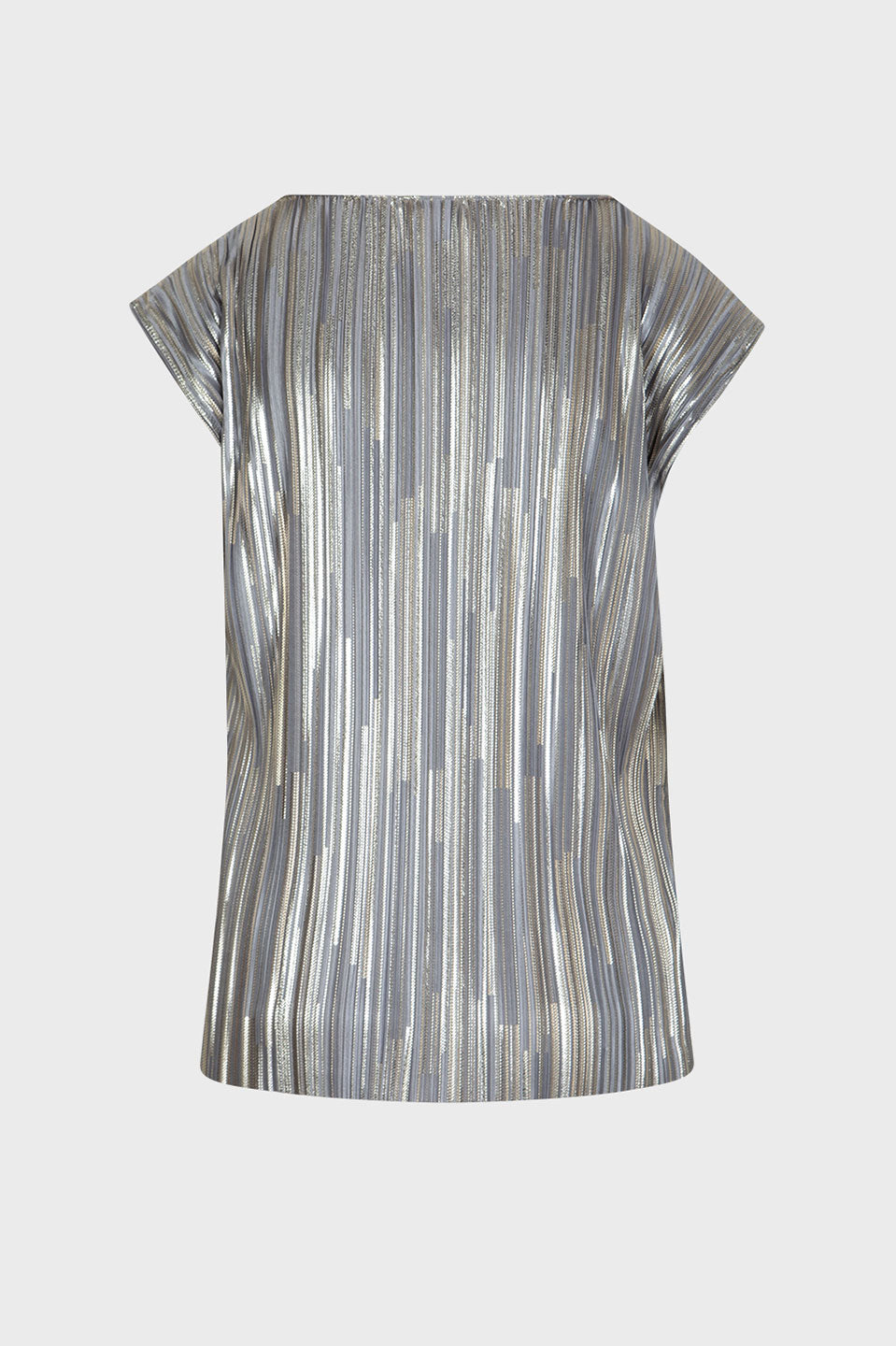 Γυναικεία μπλούζα κοντομάνικη πλισέ γυαλιστερή ασημί Sandro Ferrone Lola