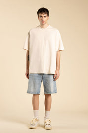 Ανδρική Κοντομάνικη μπλούζα σε φαρδιά γραμμή μπεζ I'M BRIAN