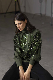 Γυναικεία μπλούζα ζιβάγκο με παγιέτα Sandro Ferrone