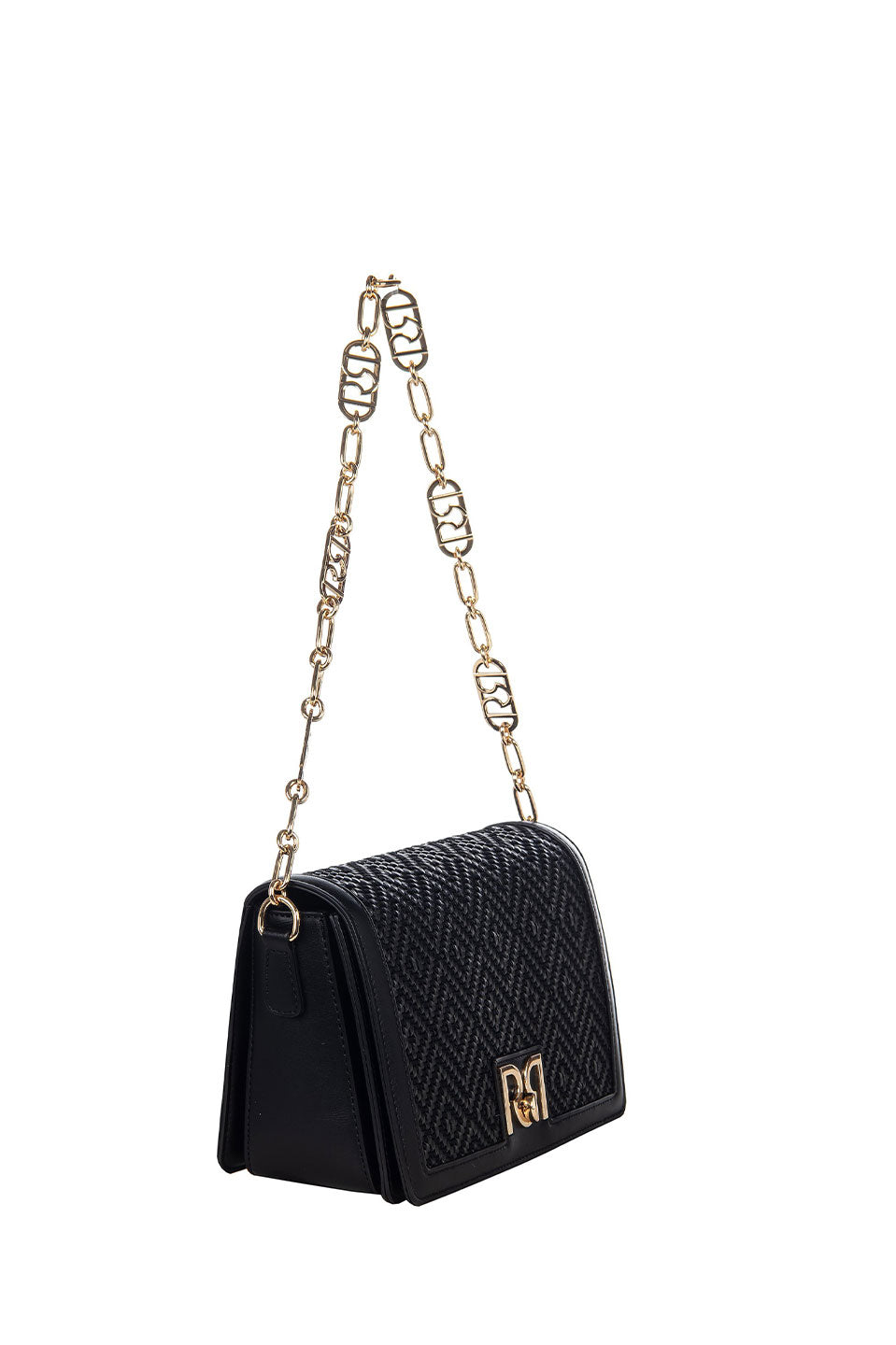 Γυναικεία Τσάντα ανάγλυφη με αλυσίδα μαύρη Rinascimento