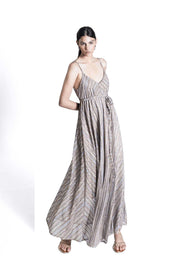 Γυναικείο φόρεμα maxi με τιράντες lurex μπισκότο Sandro Ferrone