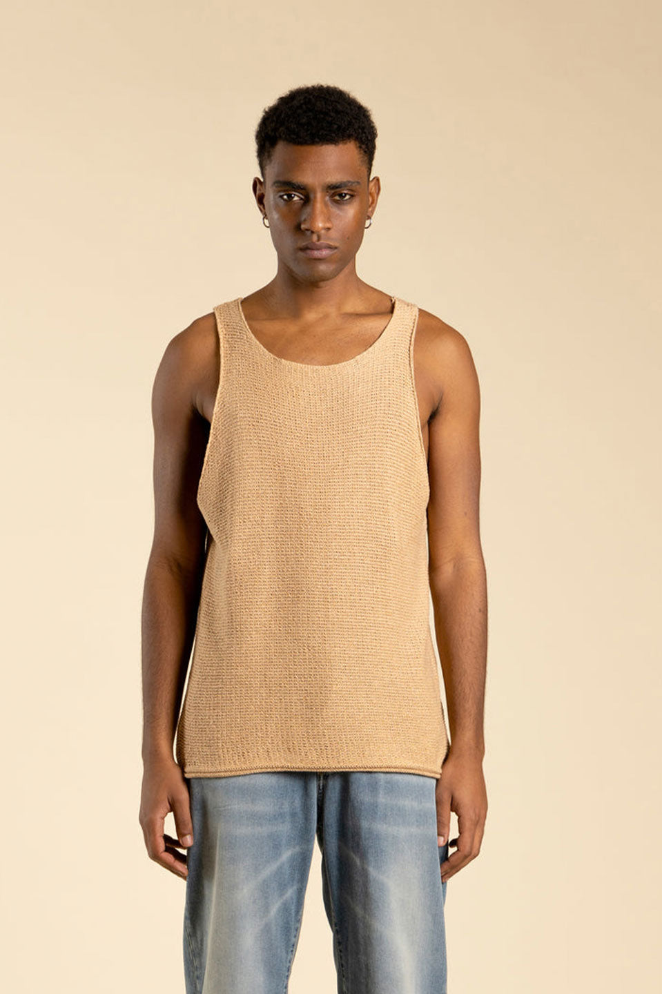 Ανδρική Αμάνικη πλεκτή μπλούζα τερακότα I'M BRIAN