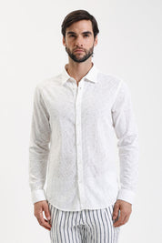 Ανδρικό Πουκάμισο με κέντημα λαχούρι λευκό Gianni Lupo