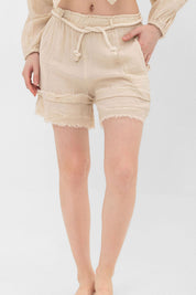 Γυναικείο Σορτς αέρινο γάζα natural Blanca