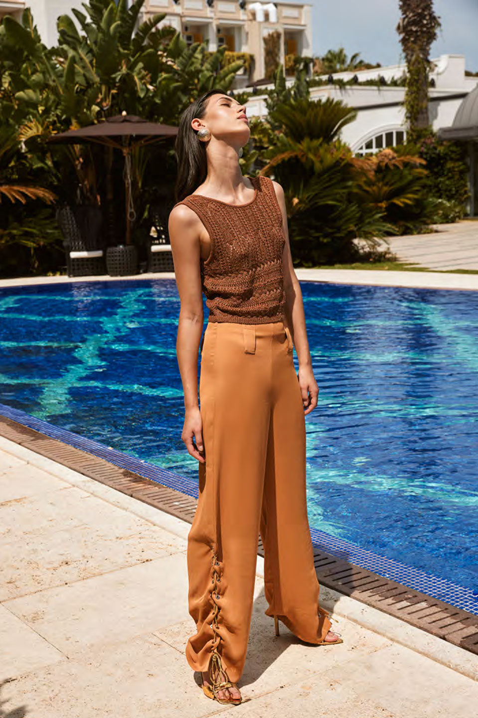 Γυναικείο Αμάνικο πλεκτό τοπ μπρονζέ Trash & Luxury