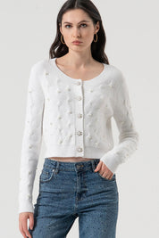 Γυναικεία ζακέτα με λεπτομέρειες cream Fracomina