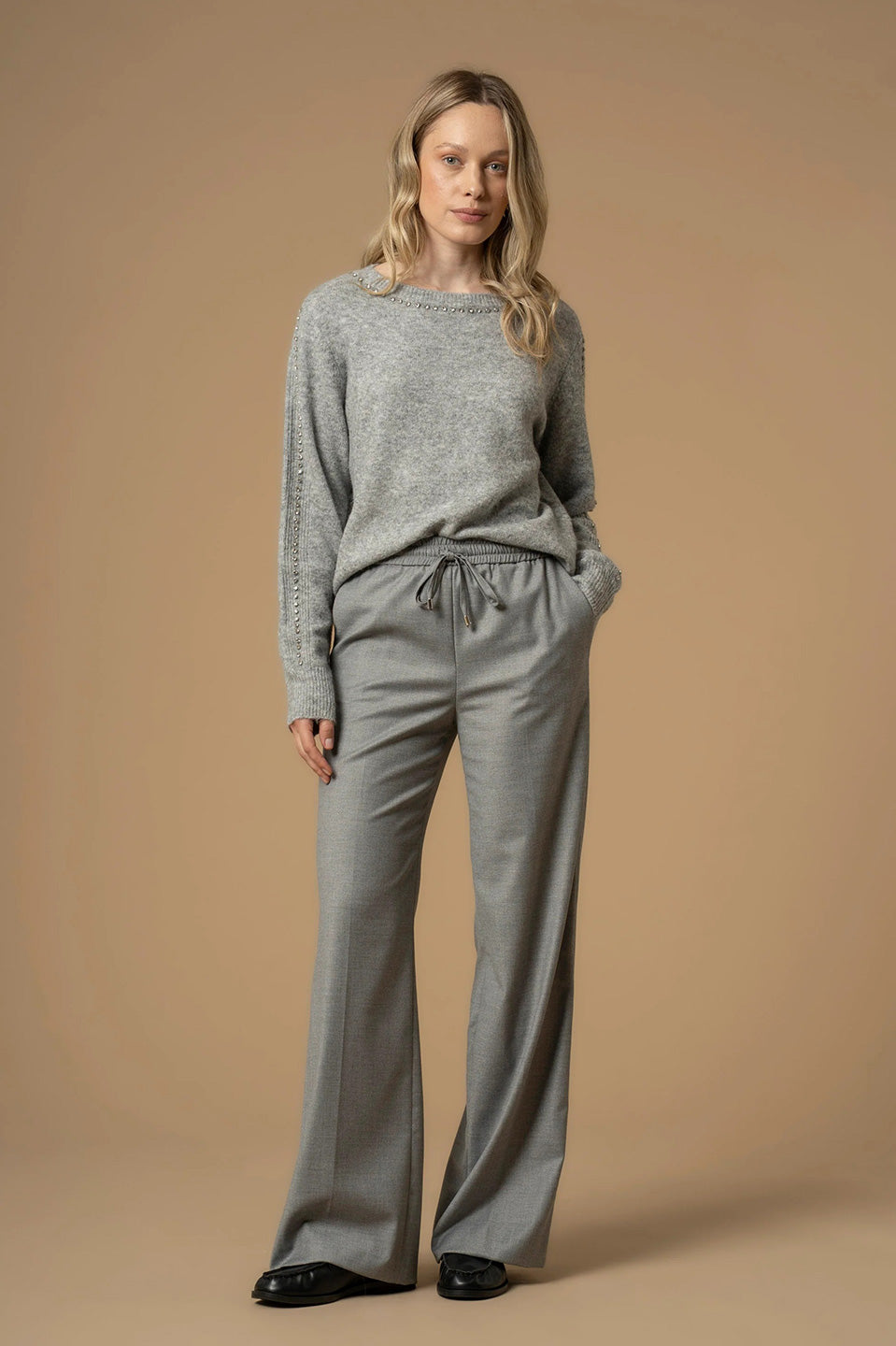 Γυναικείο παντελόνι ίσια γραμμή & λάστιχο στη μέση γκρι Kocca