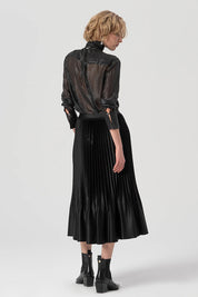 Γυναικεία φούστα πλισέ με λάστιχο μαύρη Fracomina