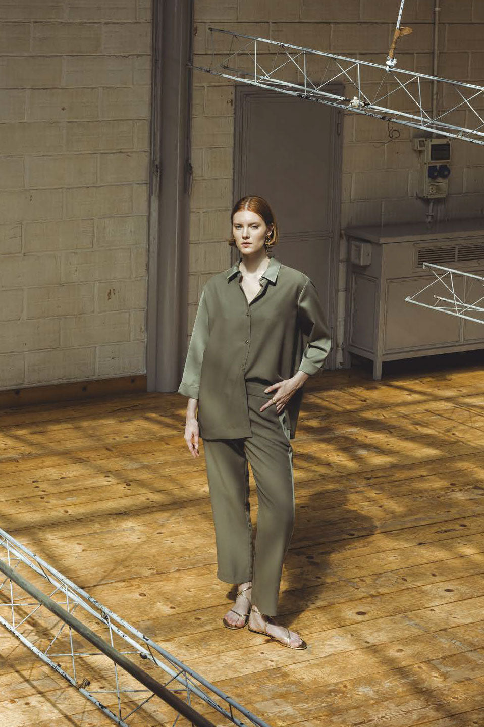 Γυναικείο Πουκάμισο αέρινο χακί Sandro Ferrone Lola