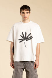 Ανδρική Κοντομάνικη μπλούζα σε φαρδιά γραμμή με στάμπα λευκή I'M BRIAN