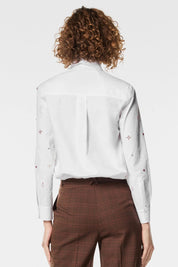 Γυναικείο πουκάμισο με κεντήματα και πέτρες λευκό Nenette