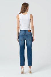 Γυναικείο τζιν παντελόνι Mom Fit σκούρο μπλε Fracomina