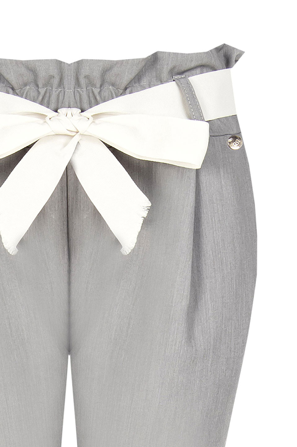 Γυναικείο Παντελόνι με πιέτες και ζώνη γκρι Rinascimento