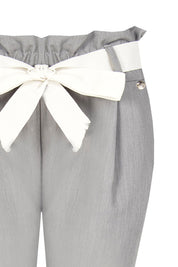 Γυναικείο Παντελόνι με πιέτες και ζώνη γκρι Rinascimento