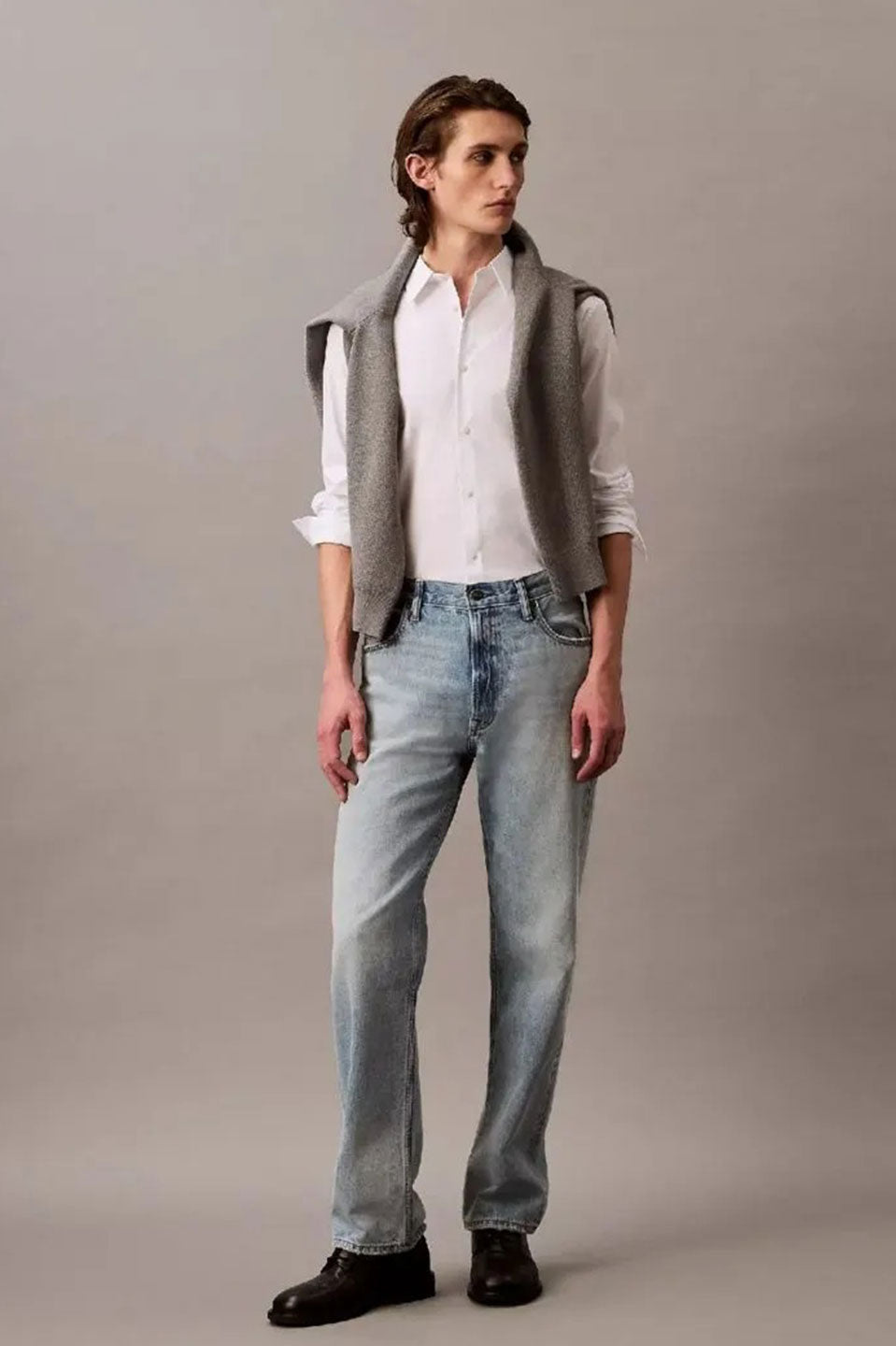 Ανδρικό πουκάμισο slim fit λευκό LV04LB145GYAA Calvin Klein