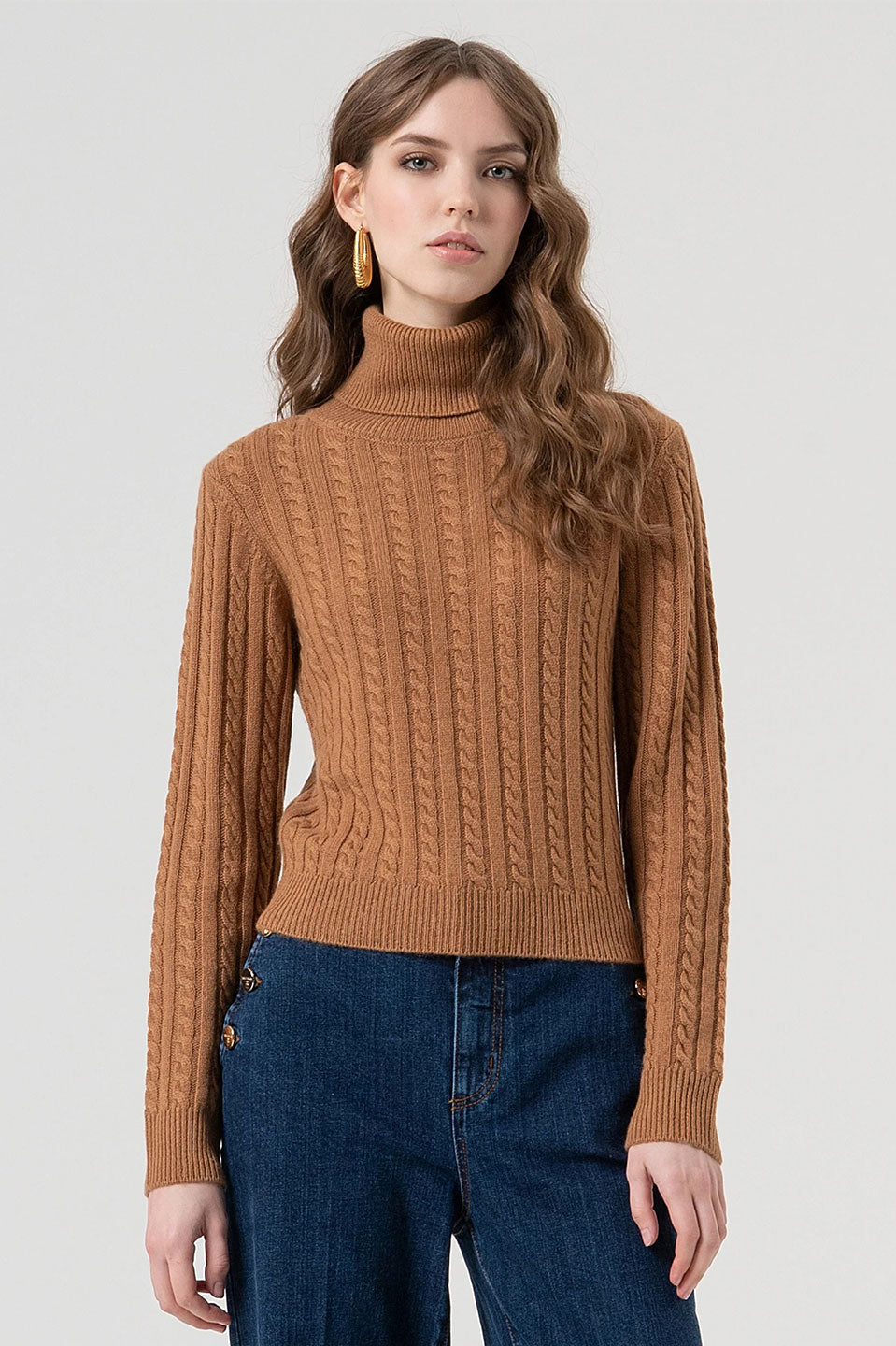 Γυναικεία μπλούζα πλεκτή ζιβάγκο σοκολά Fracomina