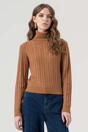 Γυναικεία μπλούζα πλεκτή ζιβάγκο σοκολά Fracomina