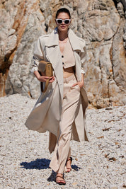 Γυναικείο Πανωφόρι καπαρντίνα κλασσική με ζώνη ιβουάρ Eleh