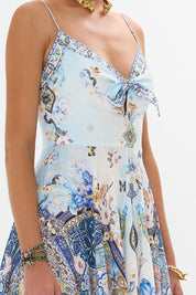 Γυναικείο Midi φόρεμα με δέσιμο εμριμέ 00031704-ALMANPAL Camilla