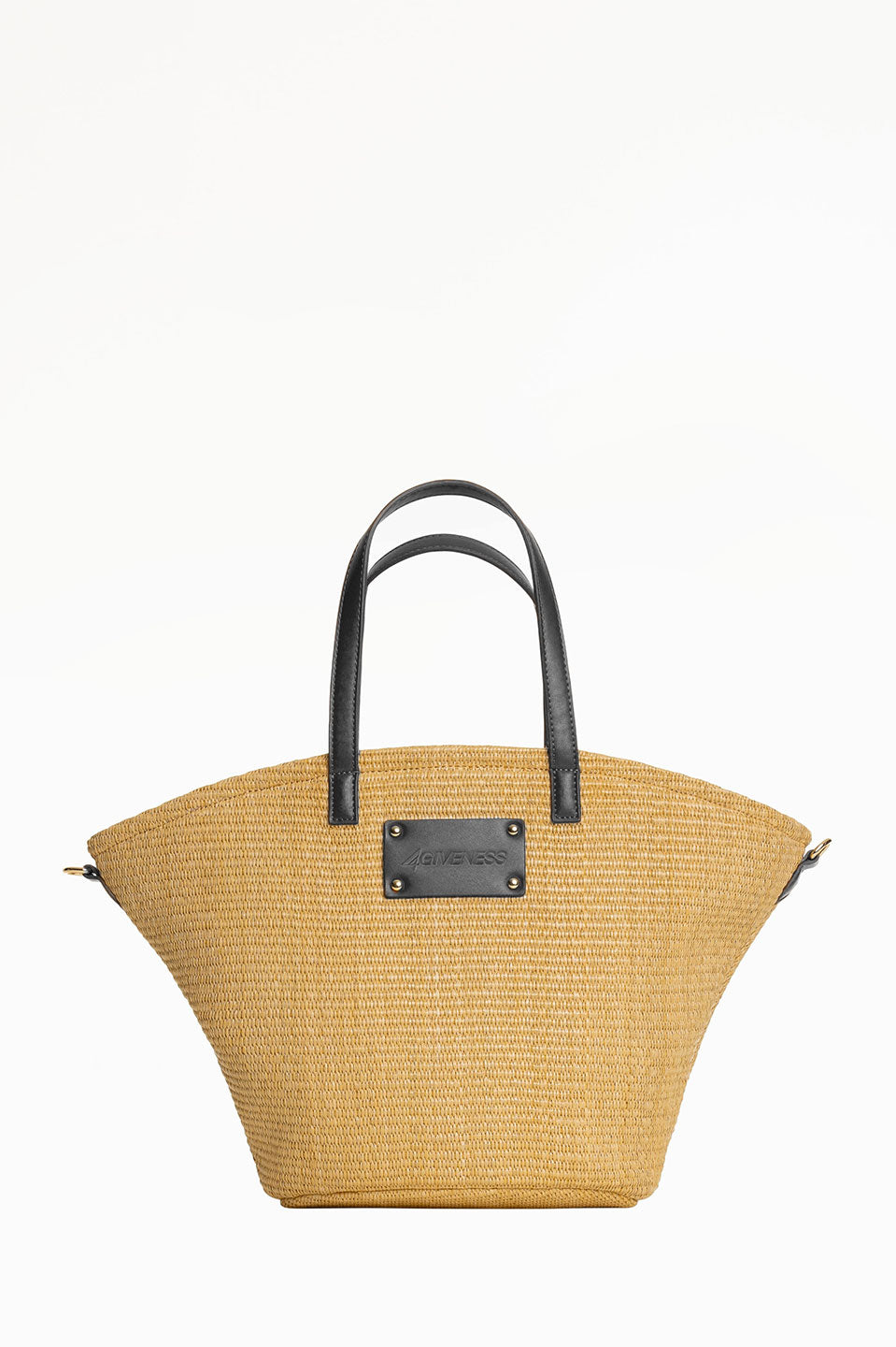 Γυναικεία Τσάντα από raffia με μαύρες λεπτομέρειες 4Giveness
