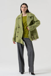 Γυναικείο πανωφόρι σε φαρδιά γραμμή πράσινο Fracomina