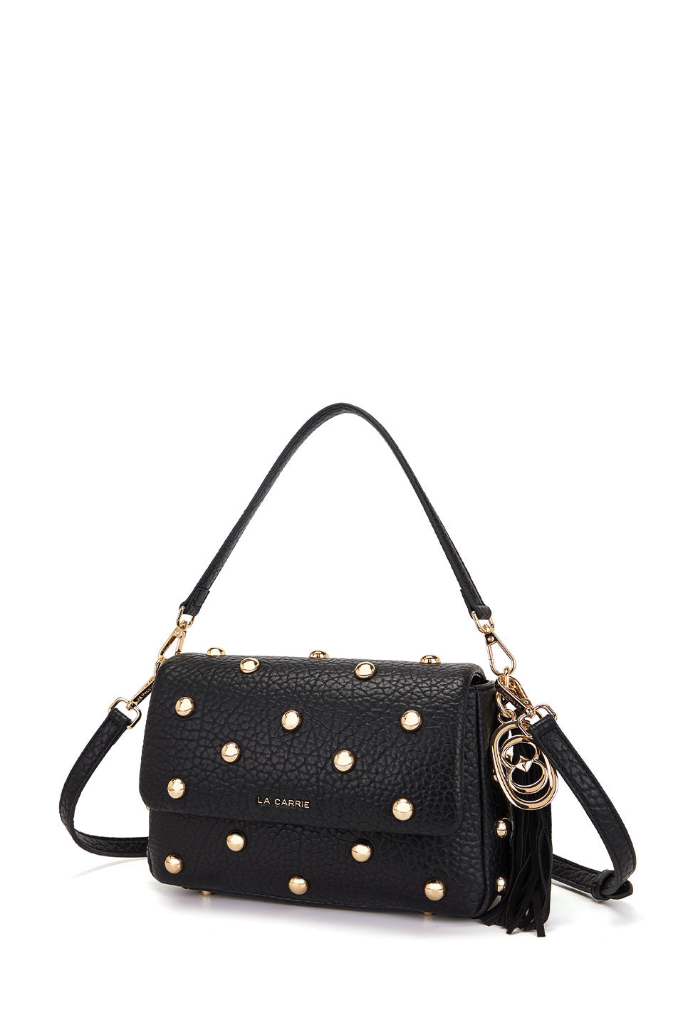 Γυναικεία τσάντα ώμου-χιαστί με τρουκς μαύρη La Carrie