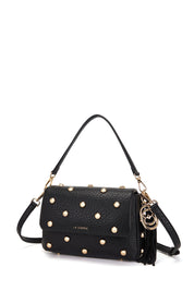 Γυναικεία τσάντα ώμου-χιαστί με τρουκς μαύρη La Carrie