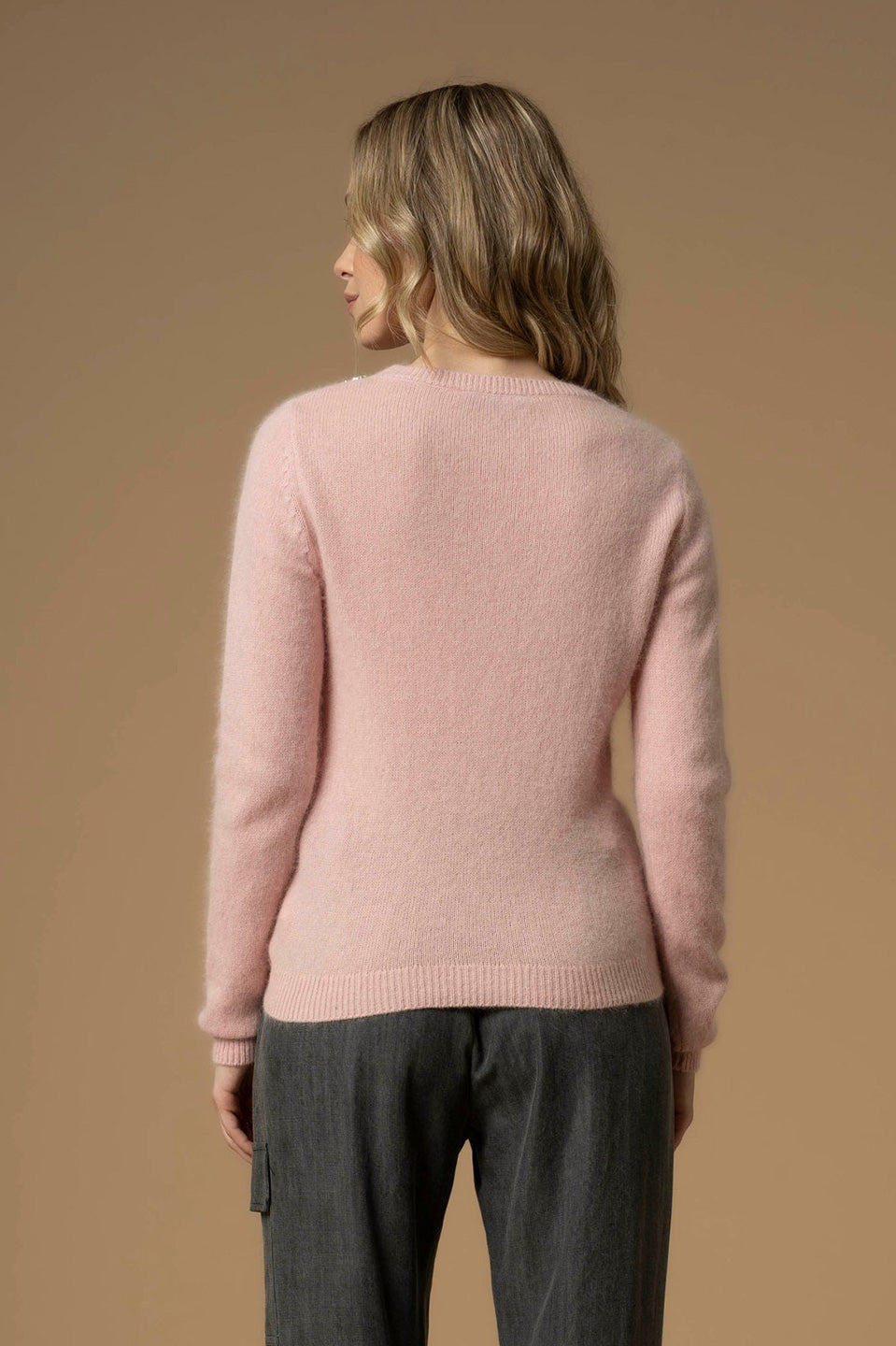 Γυναικεία μπλούζα πλεκτή με πέτρες ροζ Kocca