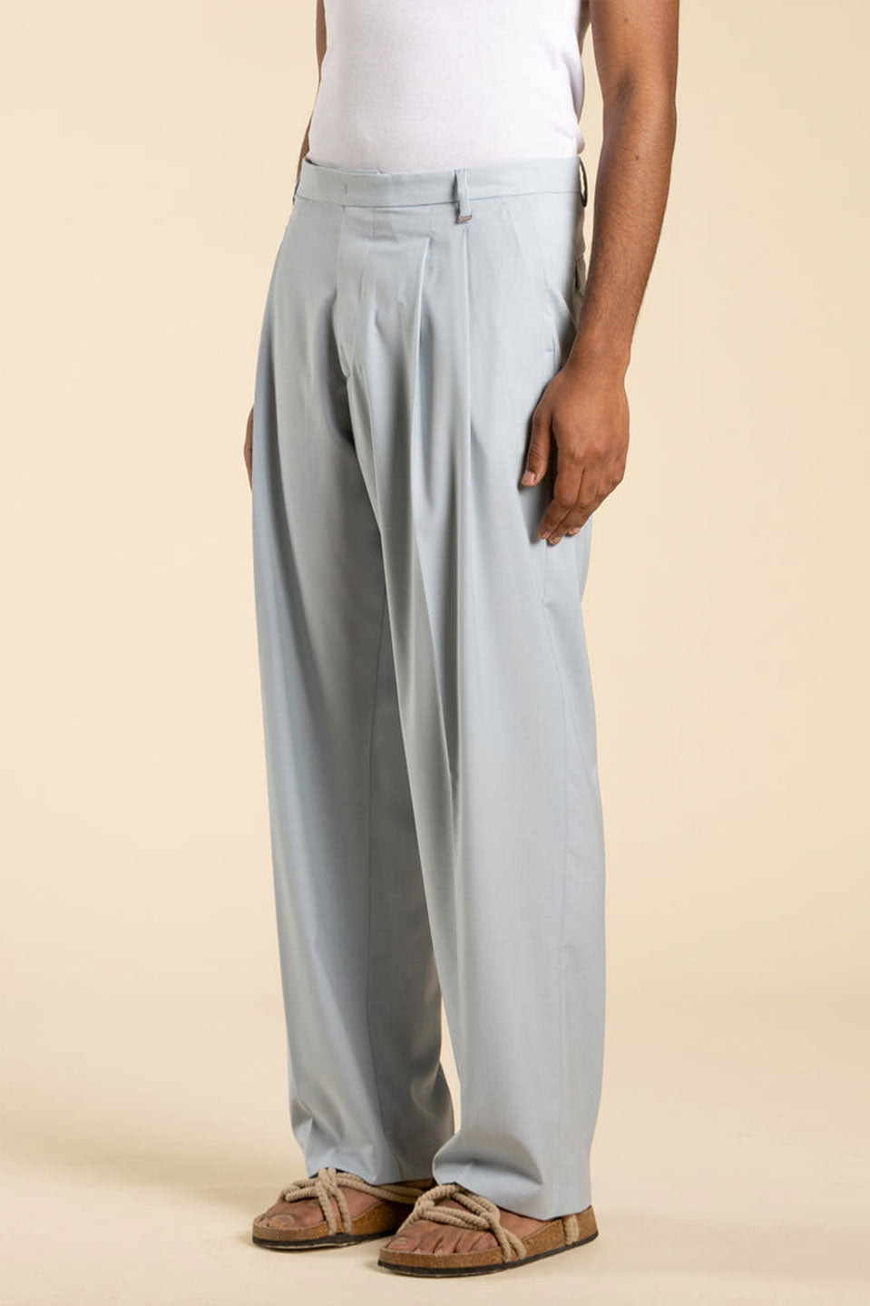 Ανδρικό Παντελόνι σε φαρδιά γραμμή με πιέτες γαλάζιο I'M BRIAN