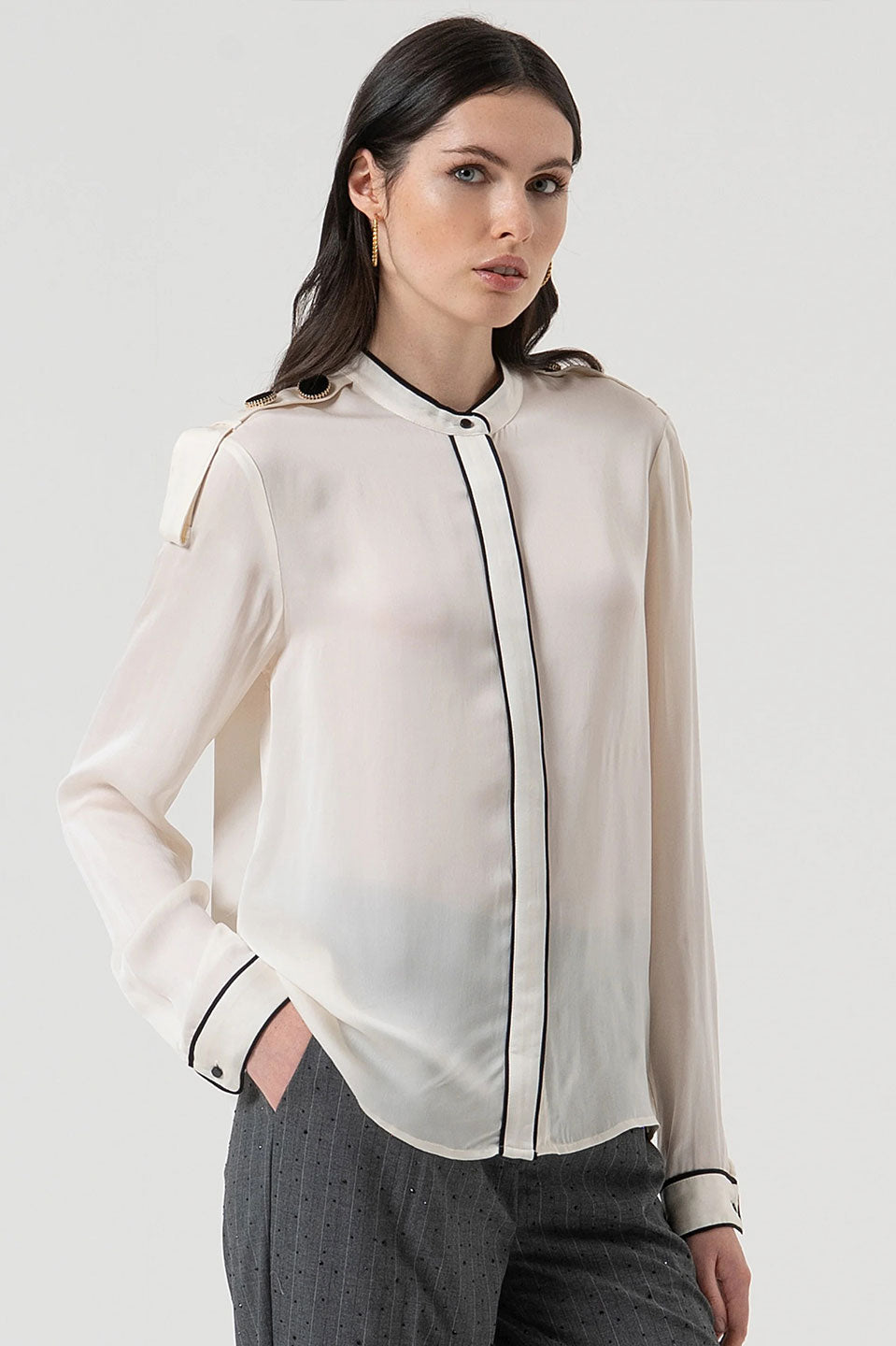 Γυναικείο πουκάμισο Corean εκρού Fracomina