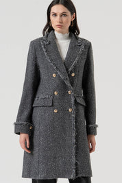Γυναικείο παλτό με διπλά κουμπιά γκρι Fracomina