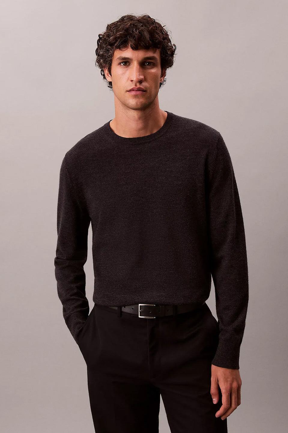 Ανδρική μπλούζα πλεκτή 100% merino wool Calvin Klein - LV04LB305GP7I