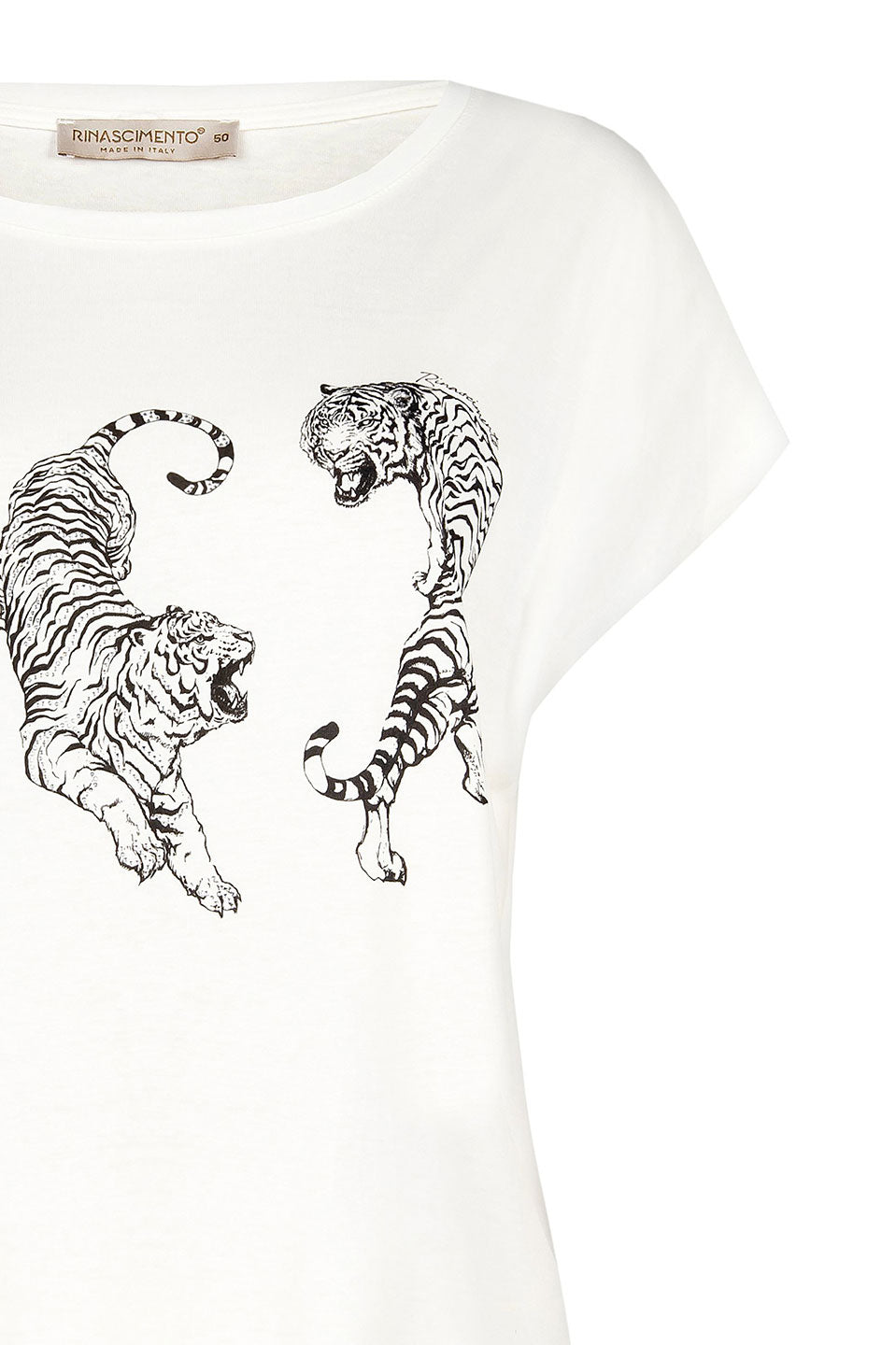 Γυναικείο T-shirt με κέντημα και στάμπα λευκό Rinascimento