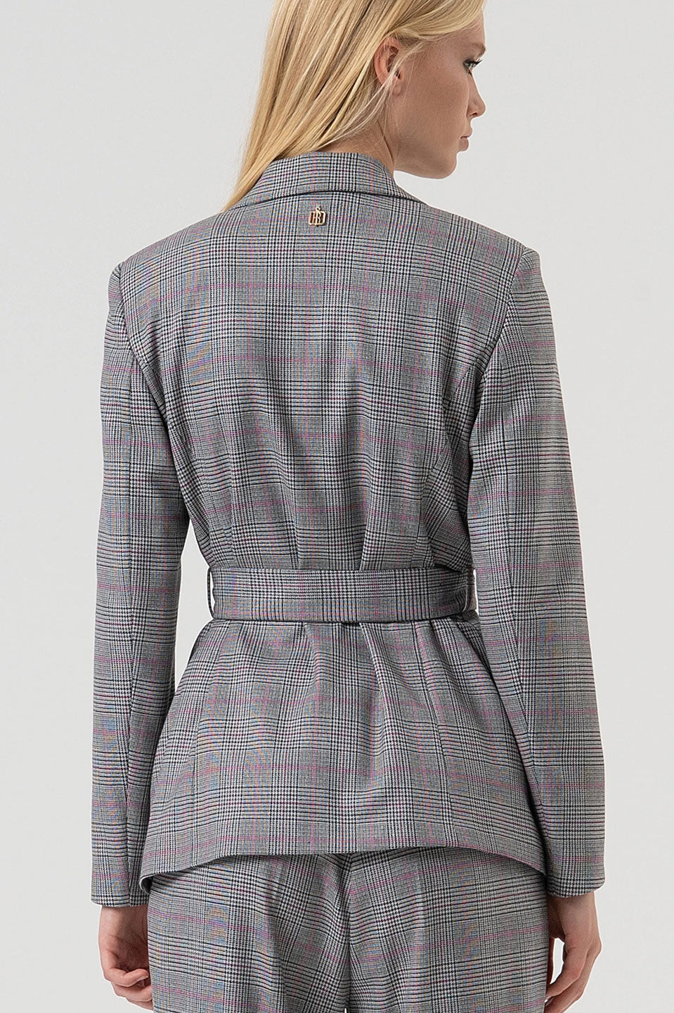 Γυναικείο σακάκι με ζώνη γκρι Fracomina