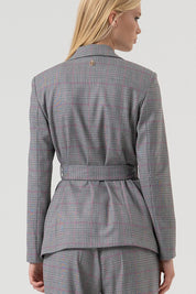 Γυναικείο σακάκι με ζώνη γκρι Fracomina