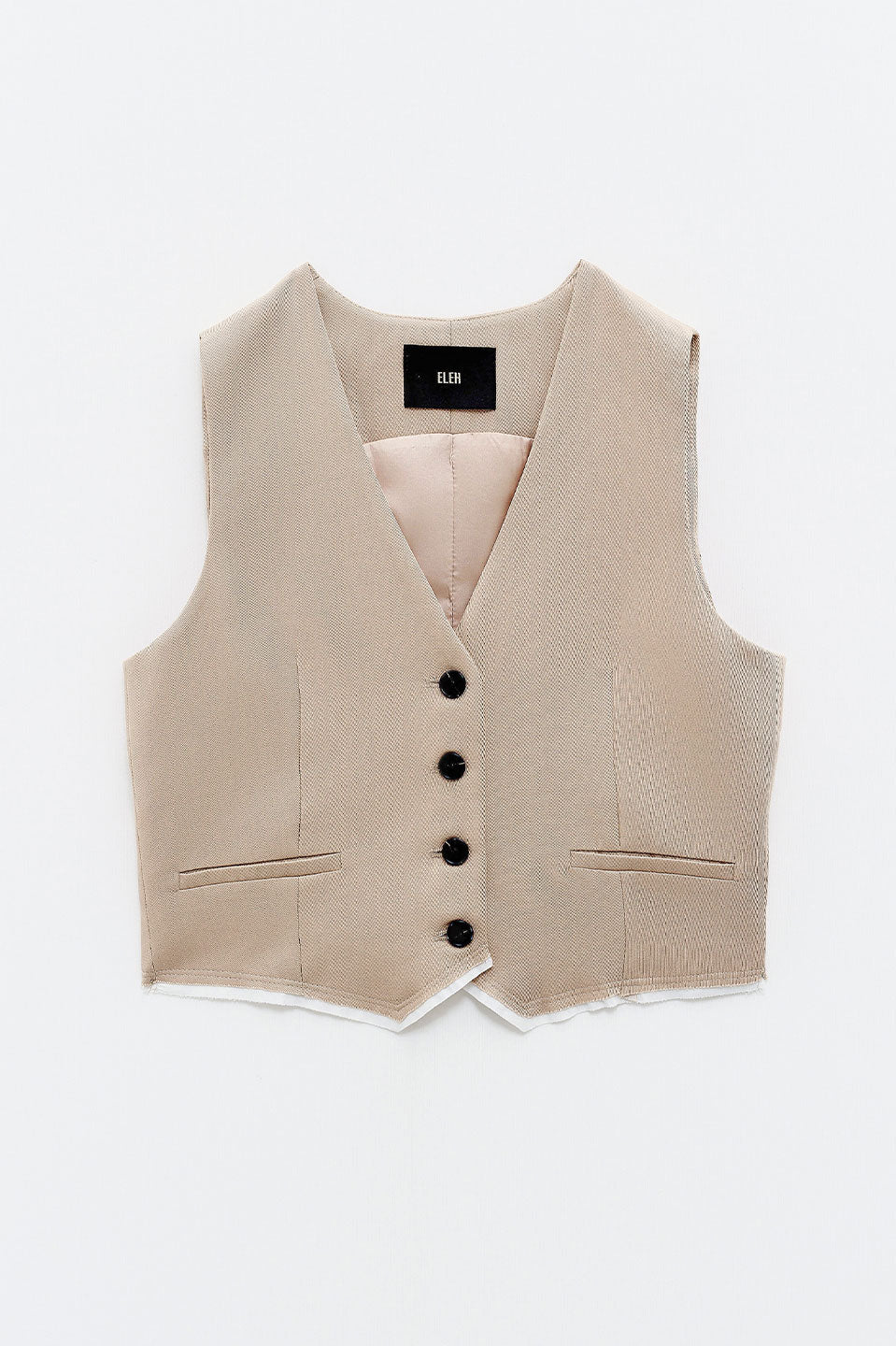 Γυναικείο Γιλέκο μεσάτο με κουμπιά κάμελ Eleh