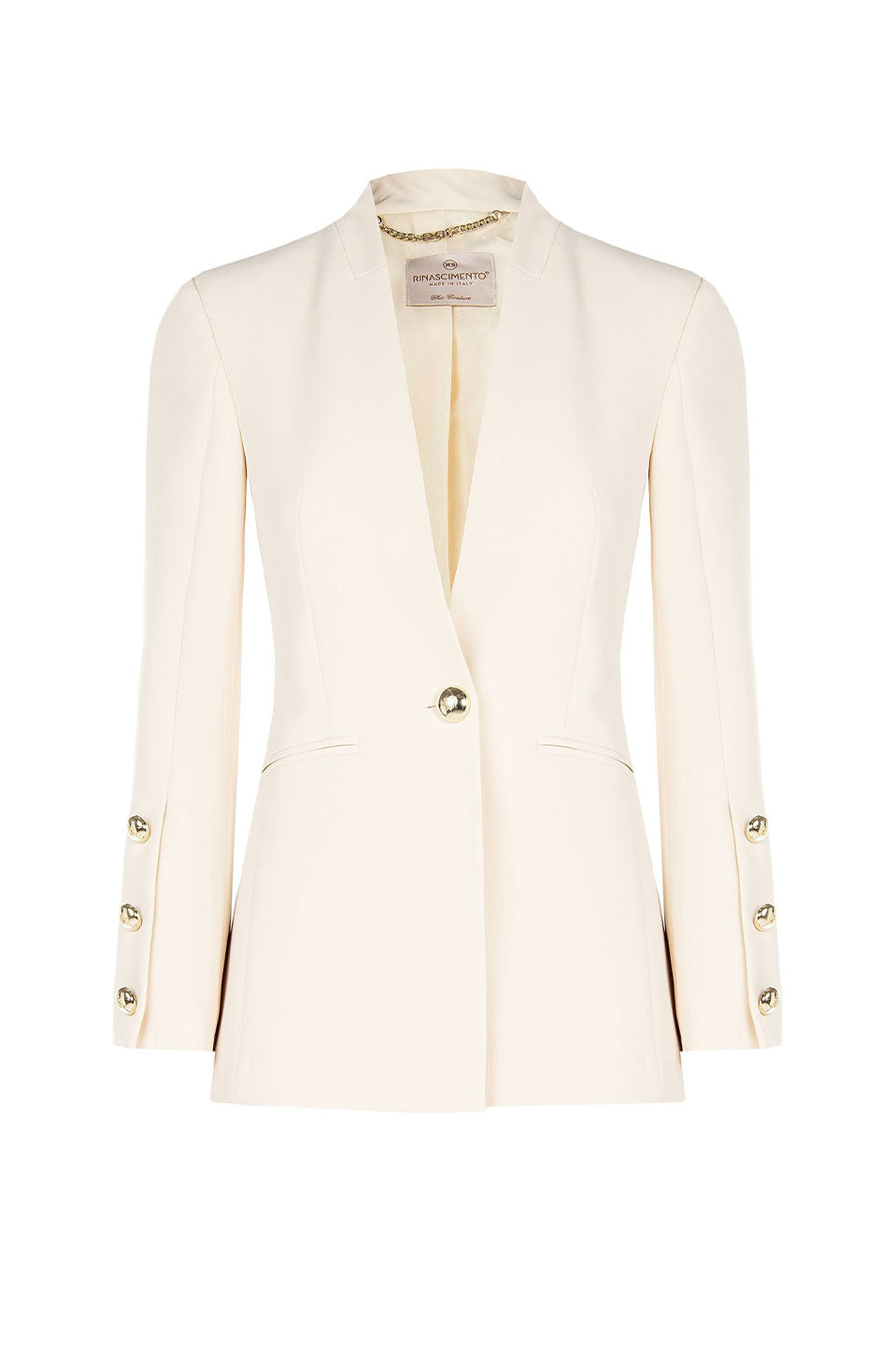 Γυναικείο Σακάκι μεσάτο με χρυσά κουμπιά μπεζ Rinascimento