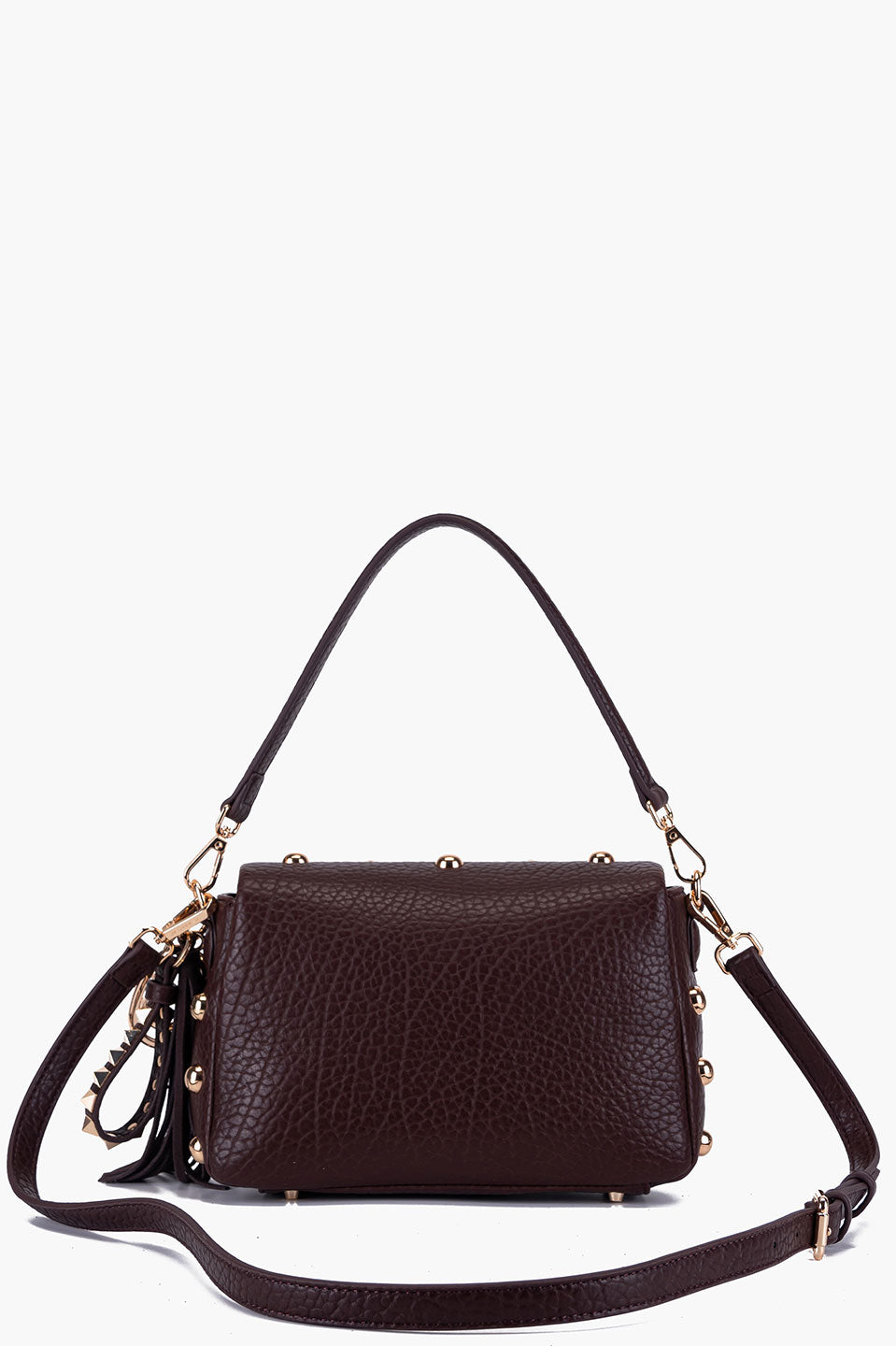 Γυναικεία τσάντα ώμου-χιαστί με τρουκς σκούρο καφέ La Carrie